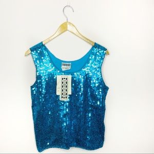 Vintage Blue Sequin Tank Top